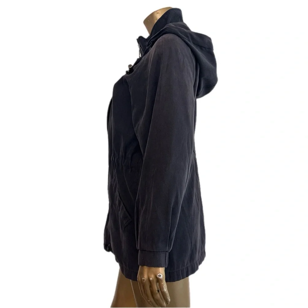 Y2K London Fog Slate Greyish blue Hooded Utility Jacket size M petite